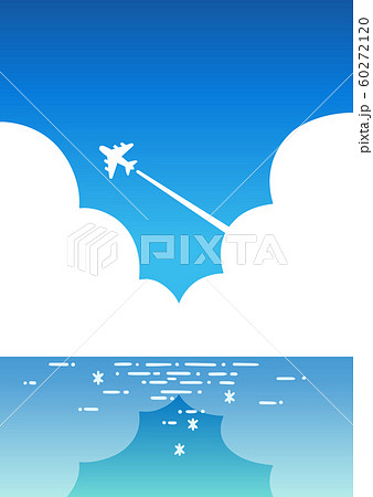 青空 入道雲 海 飛行機 ポスター 縦のイラスト素材