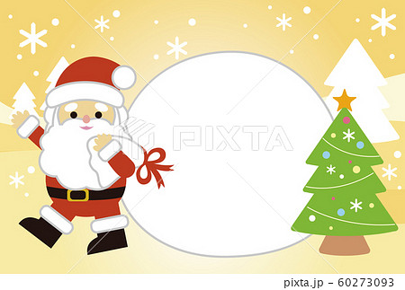 クリスマス サンタクロース コピースペース ふきだし プレゼント袋 クリスマスツリー 雪景色 クリスマス サンタクロース コピースペース ふきだし プレゼント袋 クリスマスツリー 雪景色 60273093