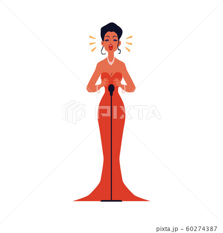 Opera or jazz concert female singer flat vector illustration isolated. 60274387