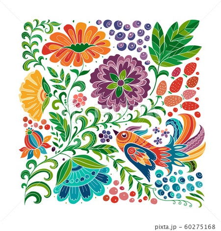 Magic forest with birds, background for your design 60275168