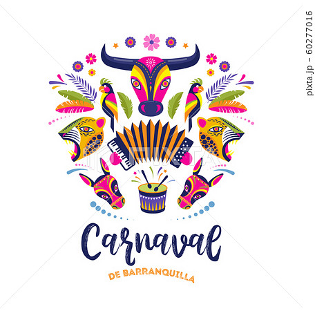 Carnaval de Barranquilla, Colombian carnival party. Vector illustration, poster and flyer Carnaval de Barranquilla, Colombian carnival party. Vector illustration, poster and flyer 60277016
