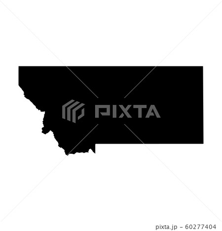 Montana, state of USA - solid black silhouette map of country area. Simple flat vector illustration 60277404