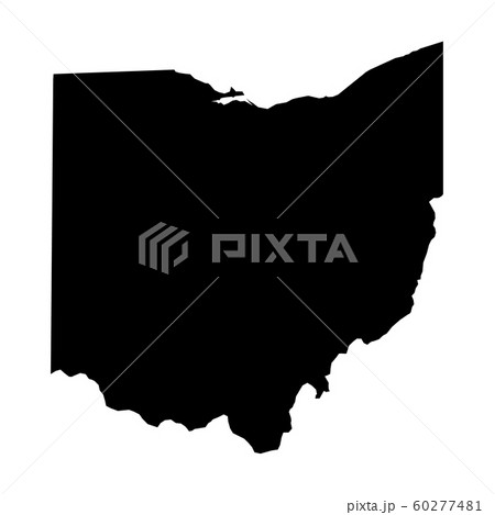 Ohio, state of USA - solid black silhouette map of country area. Simple flat vector illustration 60277481