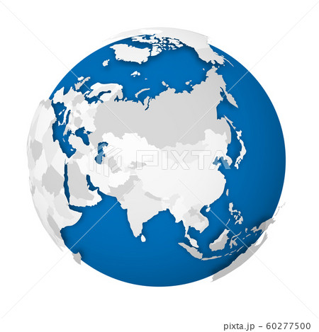 Earth globe. 3D world map with grey political map of countries dropping shadows on blue seas and oceans. Vector illustration Earth globe. 3D world map with grey political map of countries dropping shadows on blue seas and oceans. Vector illustration 60277500
