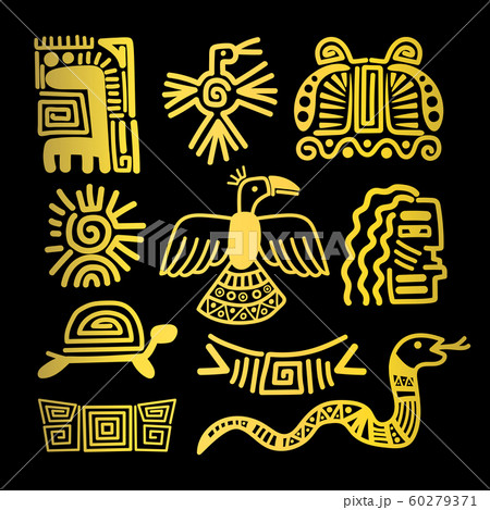 Tribal indian golden symbols 60279371