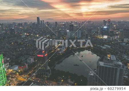 Beautiful Sunset in Ha Noi, Viet Nam. Panorama Beautiful Sunset in Ha Noi, Viet Nam. Panorama 60279954