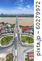 Panorama Aerial Drone Shot of Chuong Duong Bridge, Ha Noi, Viet Nam in Sunny Day 60279972