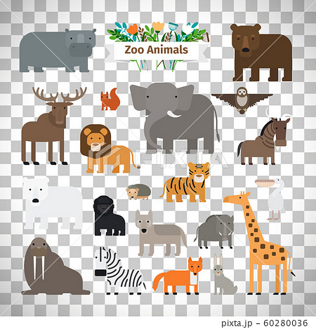 Zoo animals icons on transparent background 60280036