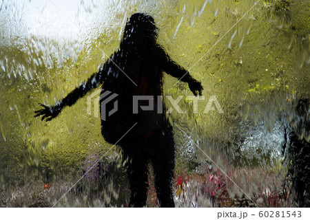 Glass wall with water child playing, National Gallery of Victoria, Melbourne, Australia 60281543