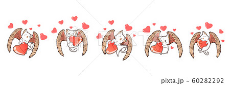 5 different adorable cupid cat characters with big heart 5 different adorable cupid cat characters with big heart 60282292