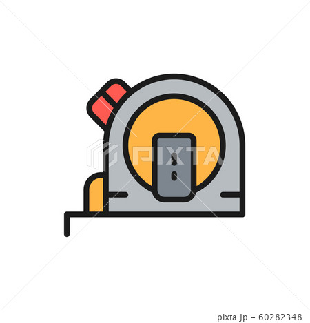 Tape measure, measuring tool, ruler flat color line icon. 60282348