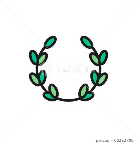 Laurel wreath, olive branch, victory flat color line icon. 60282706