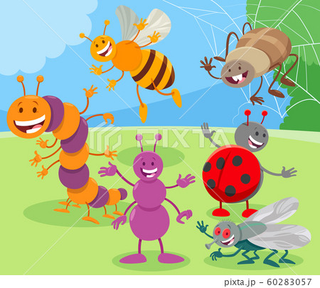 funny cartoon insects animal characters group funny cartoon insects animal characters group 60283057
