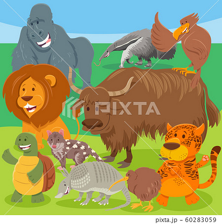 funny cartoon wild animal characters group funny cartoon wild animal characters group 60283059