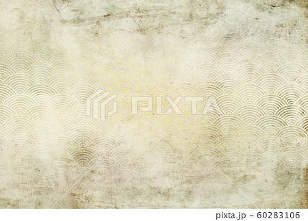 結構汚れた背景素材-金-青海波-和柄-グランジ 結構汚れた背景素材-金-青海波-和柄-グランジ 60283106