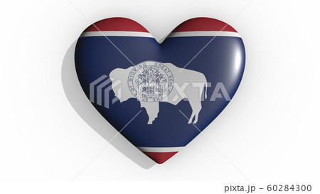 Wyoming heart casts shadow on white background, 60284300