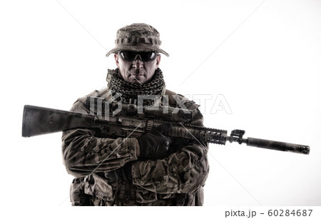 Army special forces soldier isolated studio shoot 60284687