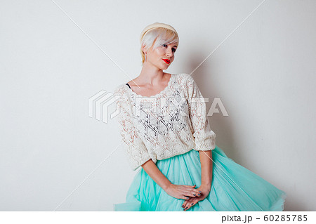 beautiful French blonde in a light dress 60285785