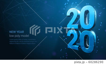 Blue Neon Vector Luxury Text 2020 Happy New Year. Blue Neon Vector Luxury Text 2020 Happy New Year. 60286290