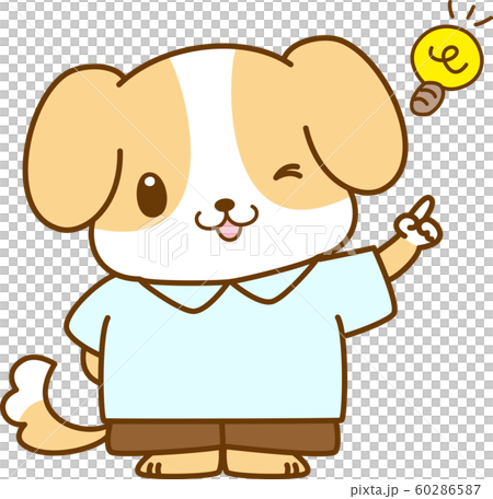 アイデアをひらめく犬のキャラクターのイラスト素材