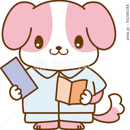 犬 キャラクター 看護師 勉強 鉛筆 ボード 書く 可愛い ビーグル 服 立つ 動物 学習 教育のイラスト素材