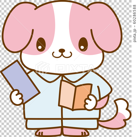 犬 キャラクター 看護師 勉強 鉛筆 ボード 書く 可愛い ビーグル 服 立つ 動物 学習 教育のイラスト素材