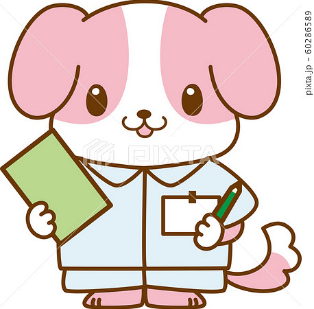 犬 キャラクター 勉強 鉛筆 ボード 書く 看護師 可愛い ビーグル 服 立つ 動物 学習 教育のイラスト素材