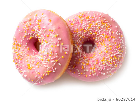 freshly baked donut isolated on white background, top view 60287614