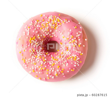 freshly baked donut isolated on white background, top view freshly baked donut isolated on white background, top view 60287615