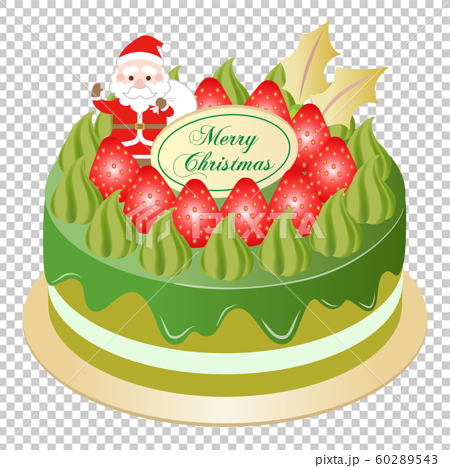 クリスマスケーキ 抹茶 白背景のイラスト素材