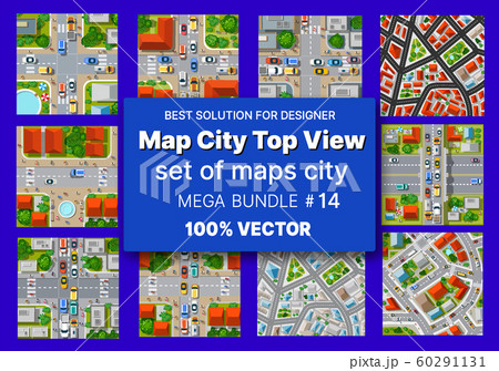 Map city top view set architecture design 60291131