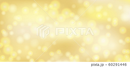 Golden bokeh banner. Bright festive background. Christmas glowing lights. Holiday decorative effect. 60291446