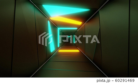 highly abstract design tunnel corridor with glowing light patterns 3d illustration wallpaper background 60291469