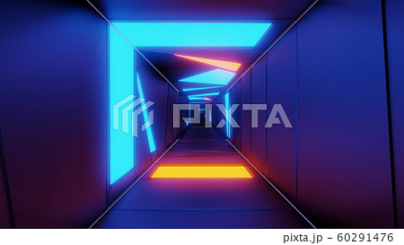 highly abstract design tunnel corridor with glowing light patterns 3d illustration wallpaper background 60291476