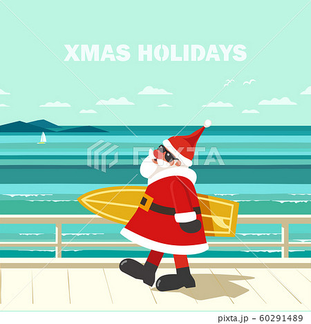 Winter Holiday Seaside Vacation Vector Posterのイラスト素材