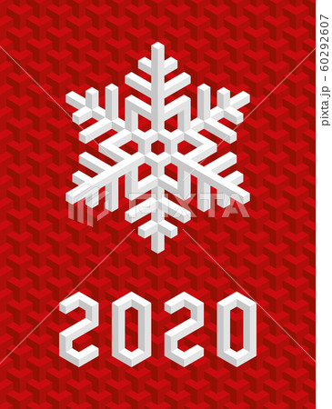 Christmas Card 2020 with Isometric 3D Snowflake. 60292607