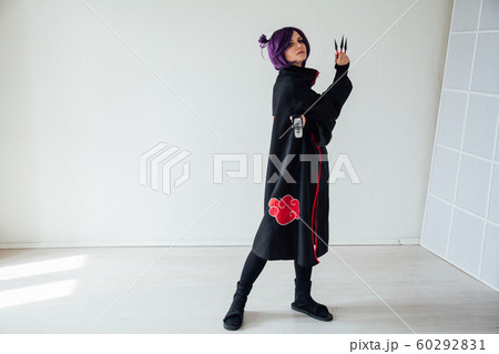 Beautiful woman anime cosplayer with purple hair Japan 60292831