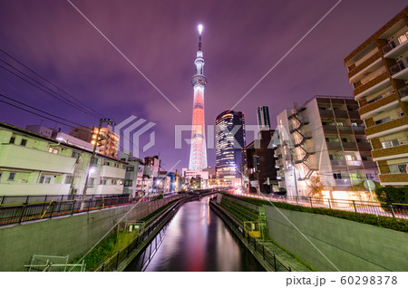 東京スカイツリー夜景の写真素材
