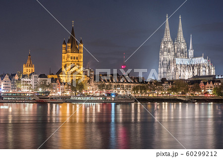 Evening scene over Cologne Koln city with Kolner 60299212