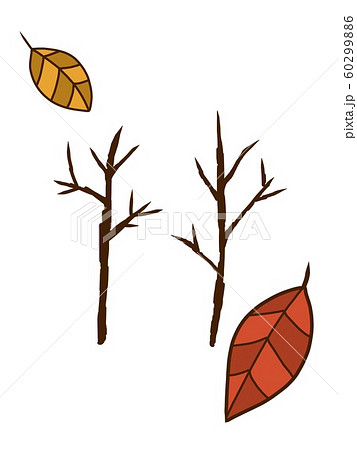 枯れ木と落ち葉のイラスト素材