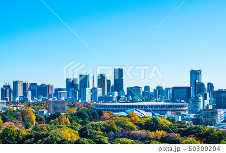 日本の東京都市景観 新生・国立競技場などを望む。11月30日に完成した=11月30日撮影 日本の東京都市景観 新生・国立競技場などを望む。11月30日に完成した=11月30日撮影 60300204