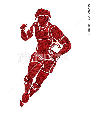 Rugby player action cartoon sport graphic vector. 60300249
