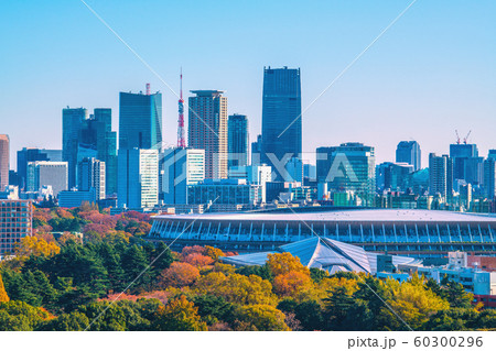 日本の東京都市景観　新生・国立競技場などを望む。11月30日に完成した＝11月30日撮影 60300296