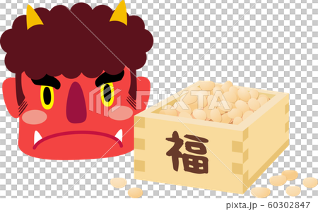 豆まき 枡 赤鬼 左向き 豆まき 枡 赤鬼 左向き 60302847