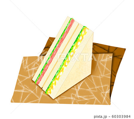 ハムとタマゴのサンドイッチ ランチョンマット付き のイラスト素材