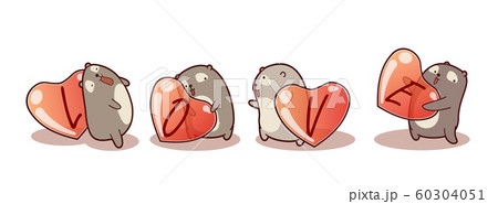 Banner hand drawn bear is carrying heart Banner hand drawn bear is carrying heart 60304051