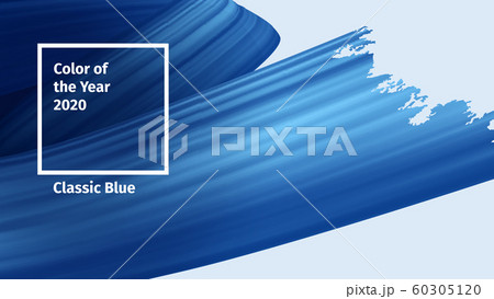 Color of the year 2020 vector concept. Classic Blue Color trendy brush paint. Blue Realistic 3d render brush strokes. Abstract Vector ribbon illustration Color of the year 2020 vector concept. Classic Blue Color trendy brush paint. Blue Realistic 3d render brush strokes. Abstract Vector ribbon illustration 60305120