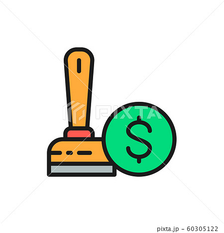 Vector credit approved, stamp, verification flat color line icon. 60305122