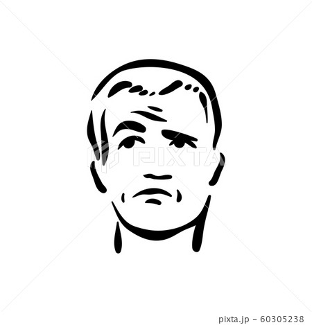 Sceptical face emotion icon on white background 60305238