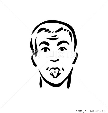 Silly face person emotion on white background 60305242